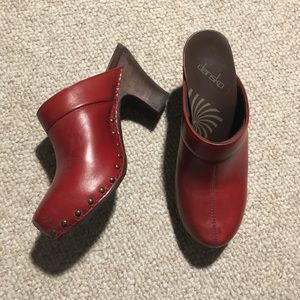 Dansko red high heeled clogs size 38